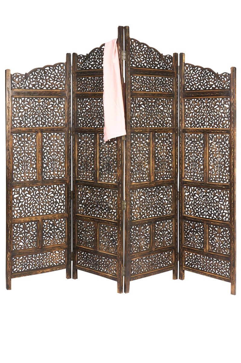 Paravent en bois de style oriental Saraswati, marron