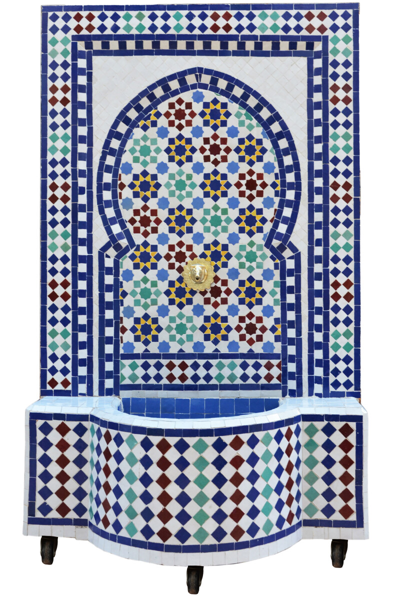 Fontaine de jardin marocaine en mosaïque 120 cm | Motif