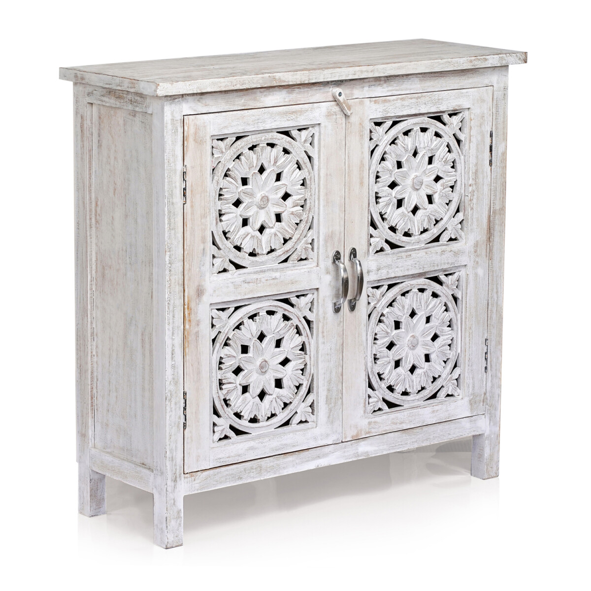 Commode de style rustique Ezra, blanche, 76 cm