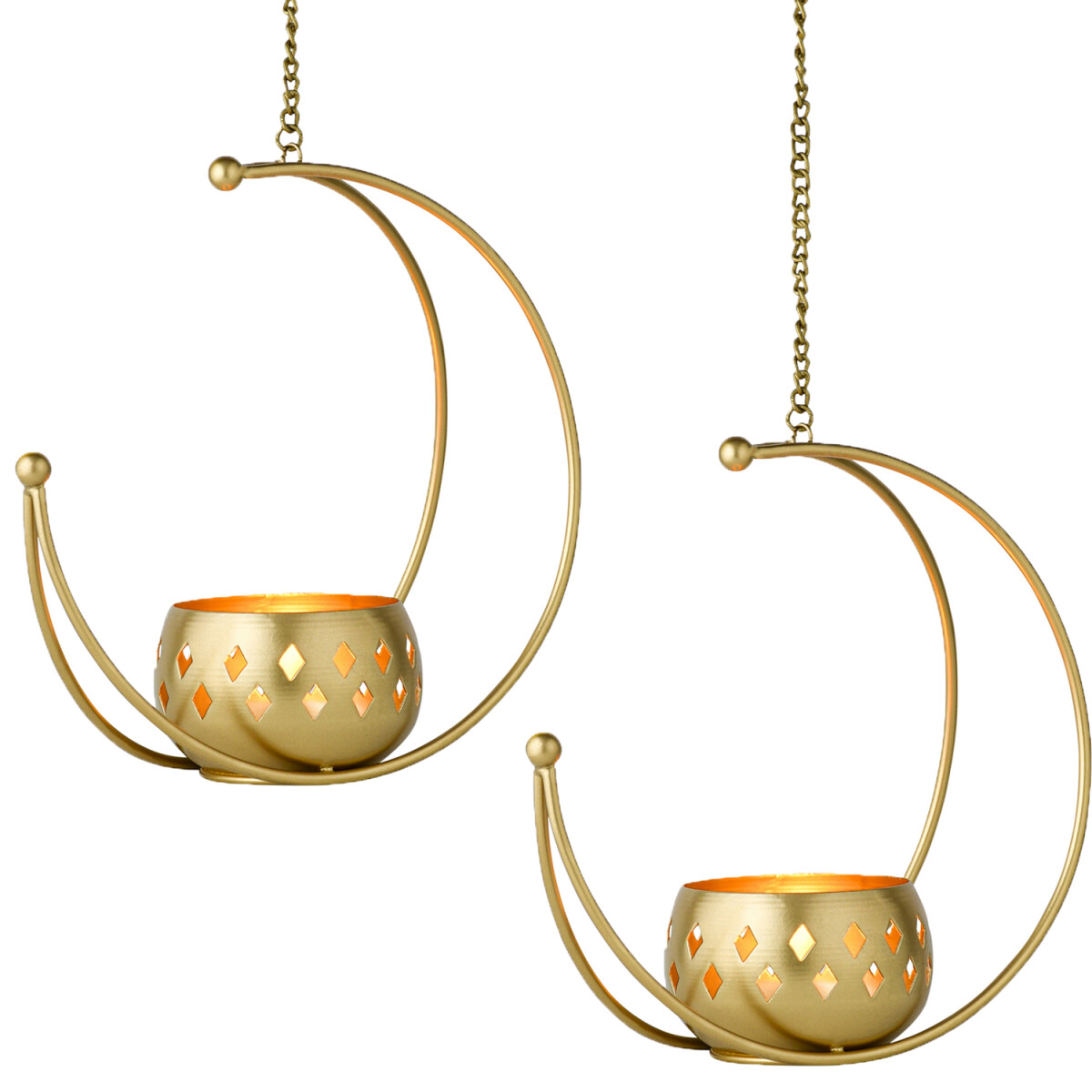 Lot de 2 bougeoirs suspendus de style boh&egrave;me...