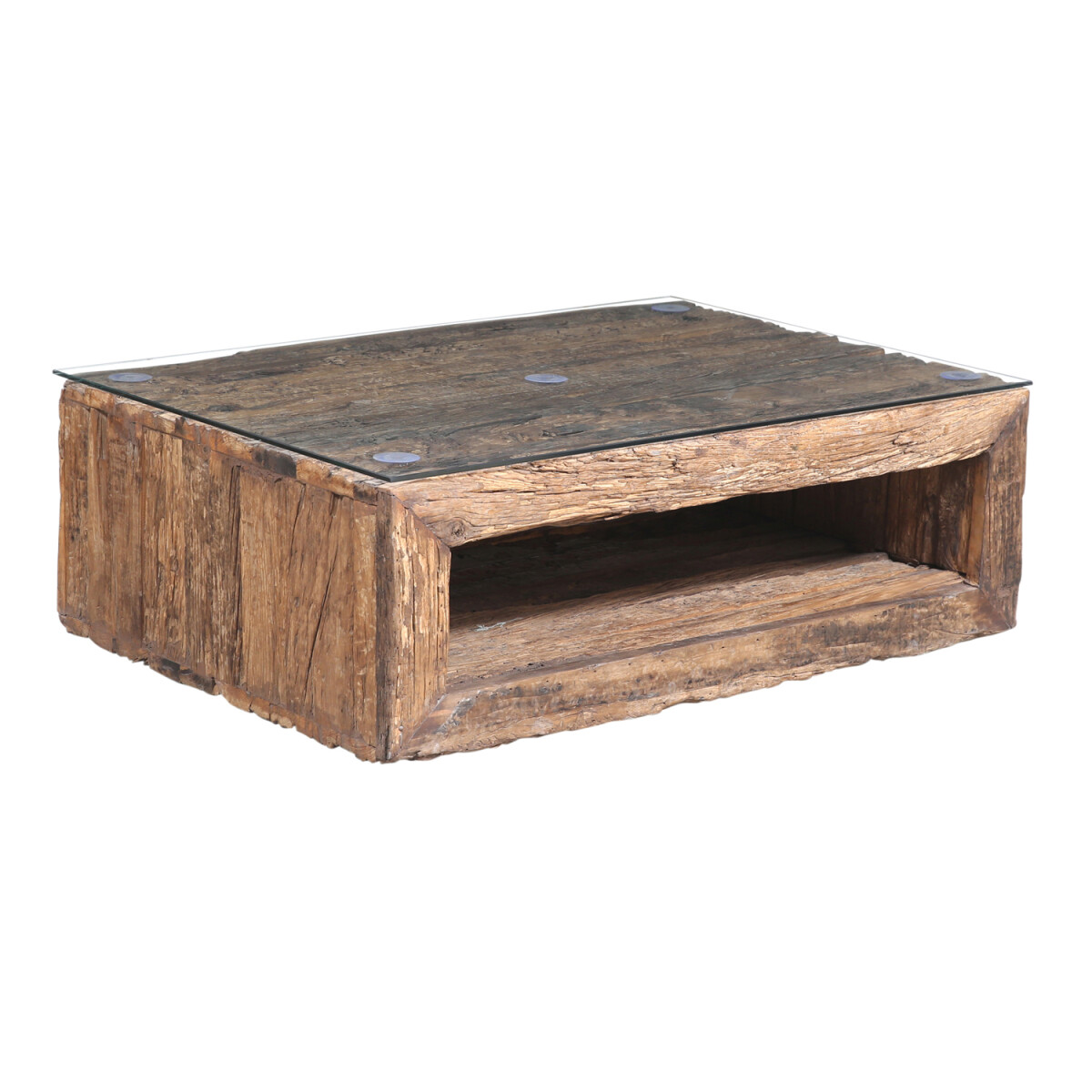 Table basse Aagje 120 x 80 cm, style industriel, avec platea