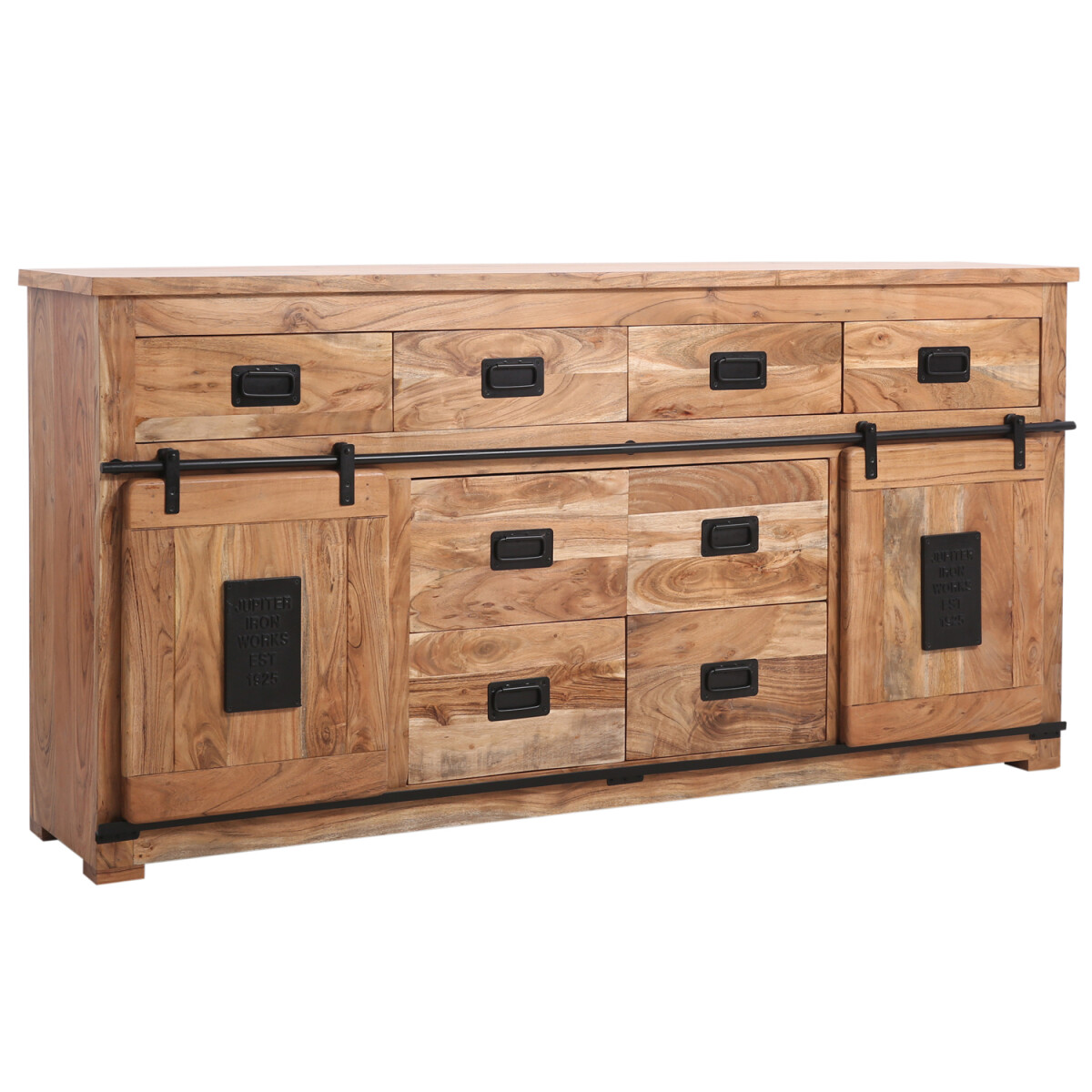 Buffet ABCDE 200 cm, style industriel, avec portes coulissan