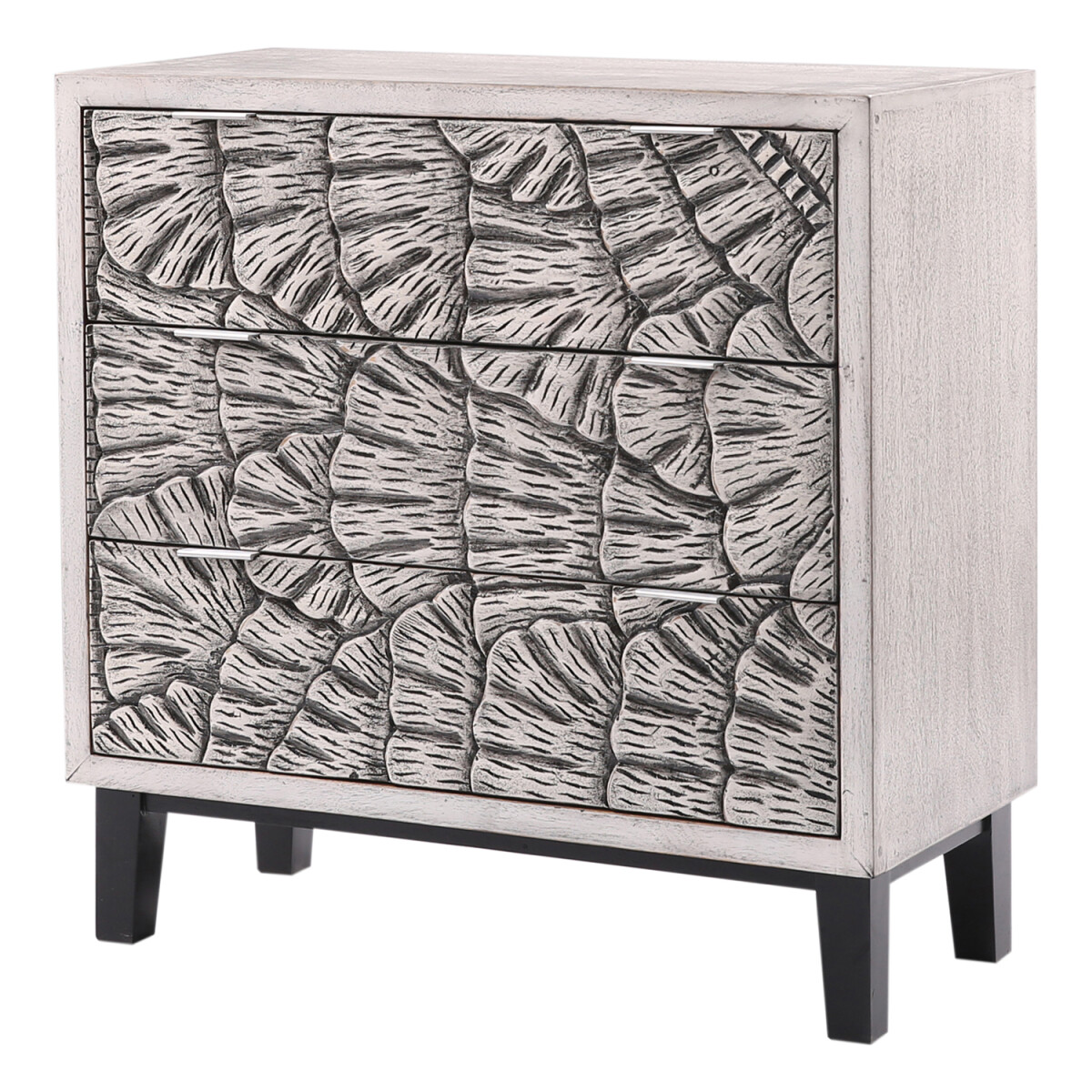 Commode Adalar 80 cm, style rustique moderne, avec 3 tiroirs
