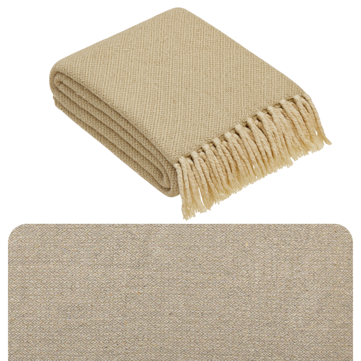 Couvre-lit Calix, beige, 125 x 150 cm, en coton, style boh&e