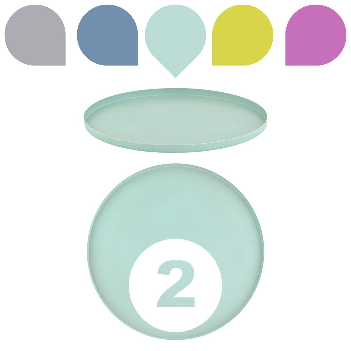 Lot de 2 plateaux ronds Callie turquoise 25 cm | Plateau de 