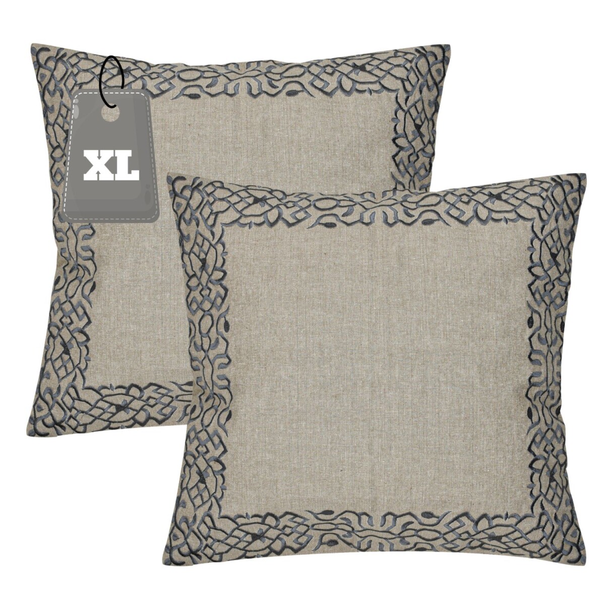 Lot de 2 housses de coussin faites main, Frisia Gris, 50 x 5