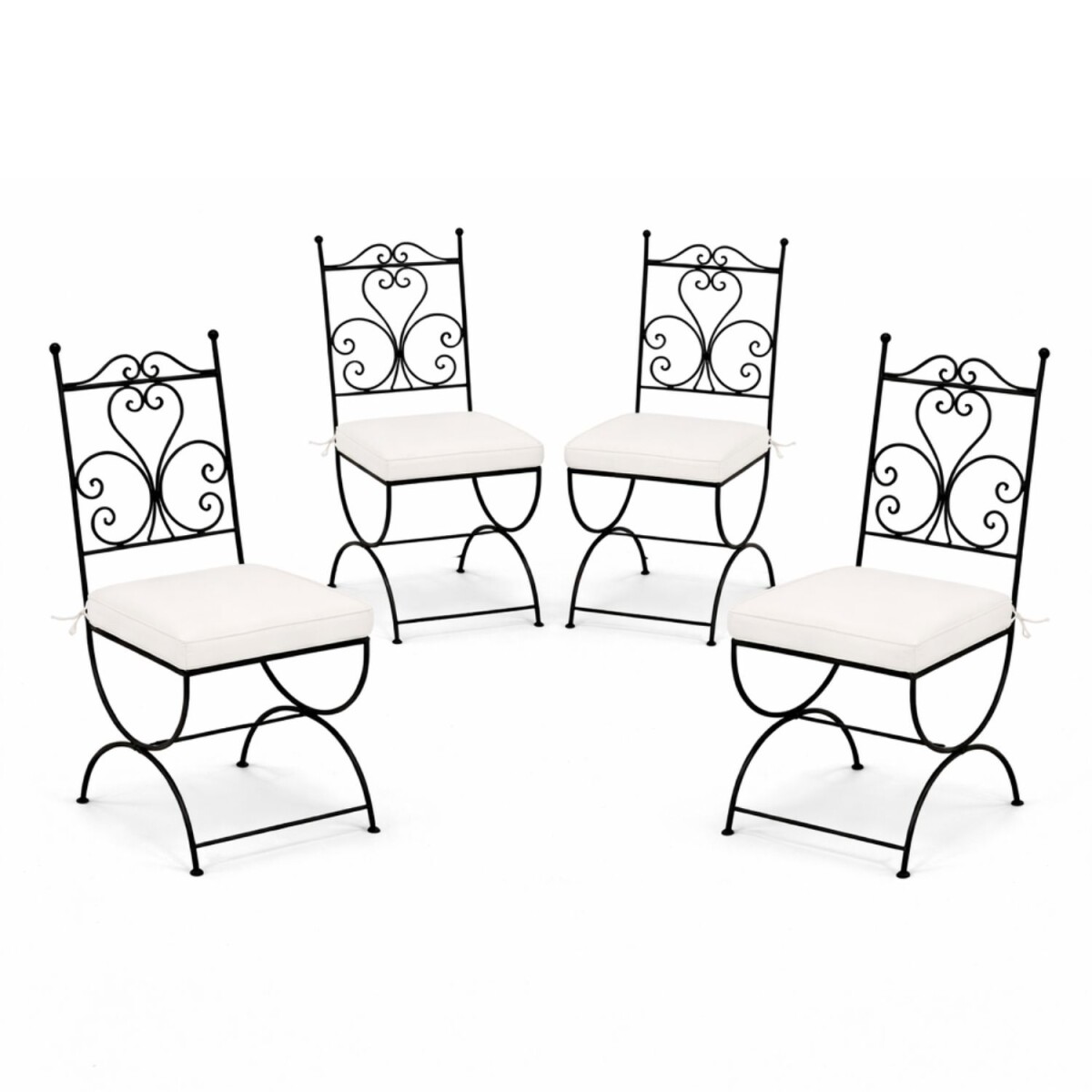 Lot de 4 chaises en fer forg&eacute; &laquo;...