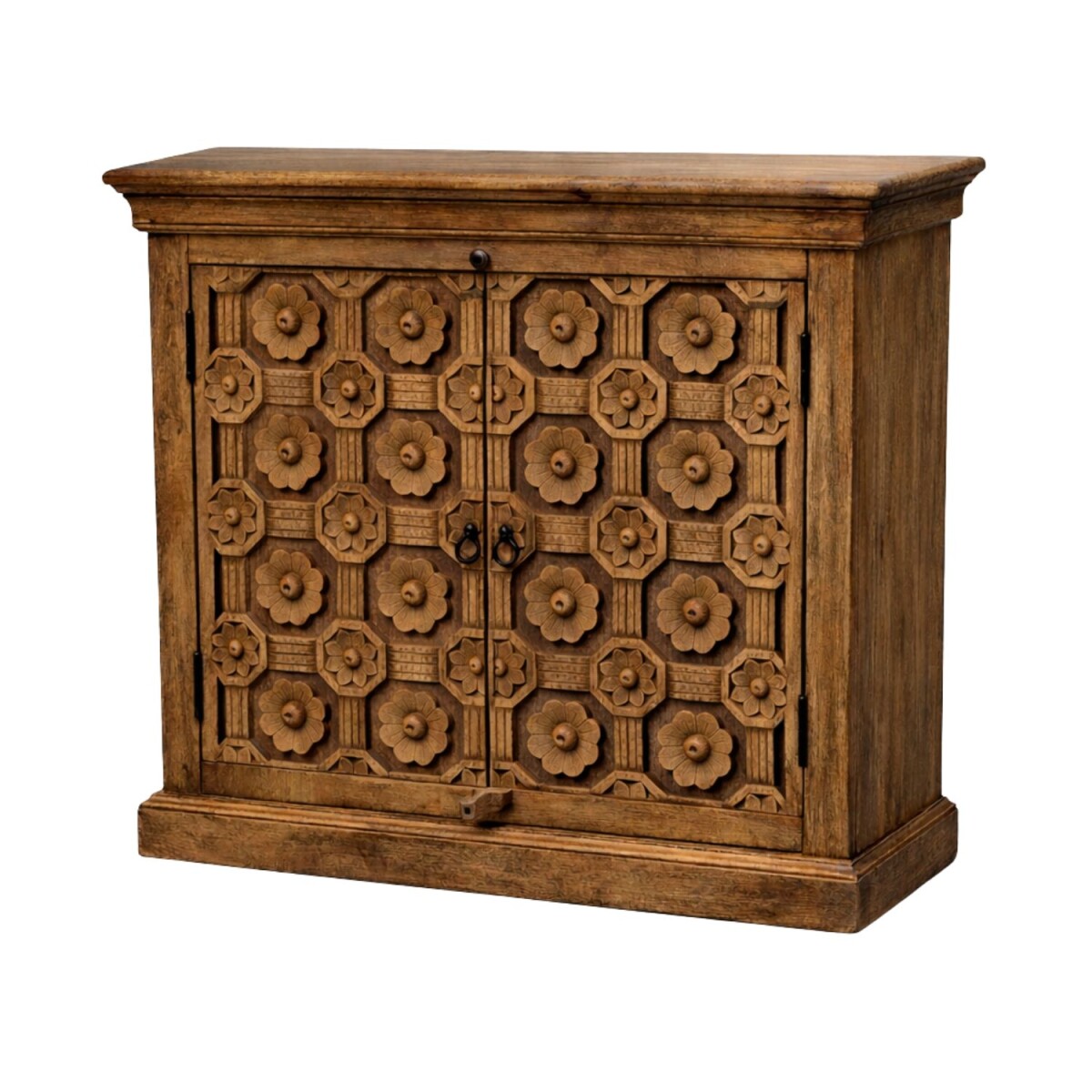 Commode Saho en bois massif, couleur brun foncé, scul