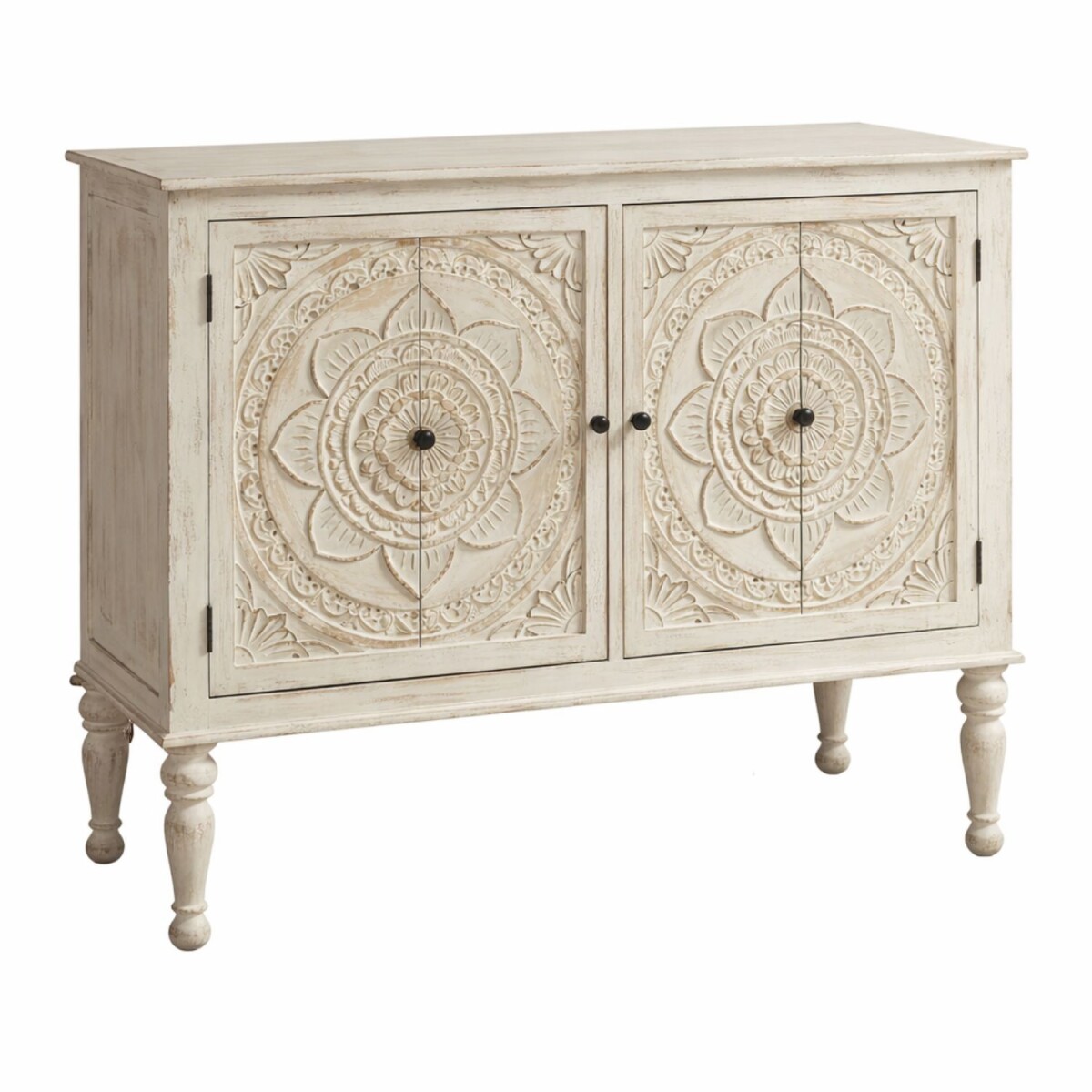 Commode Vanaja en bois massif sculptée à la ma