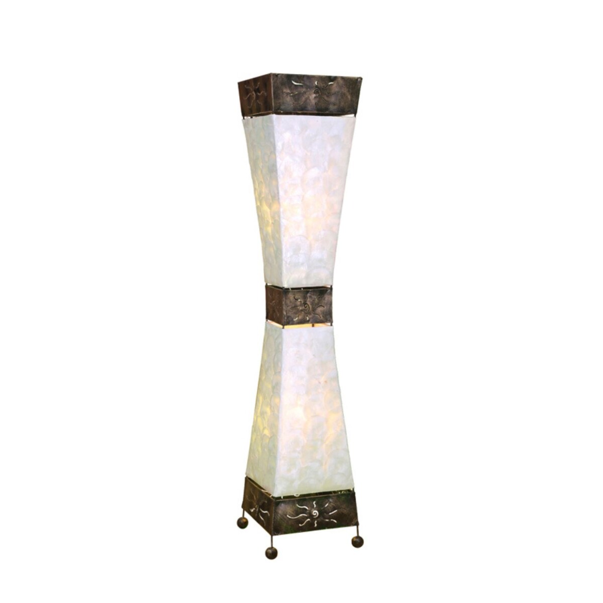 Lampadaire Adrian 100 cm, coquillage Capiz, métal, mo
