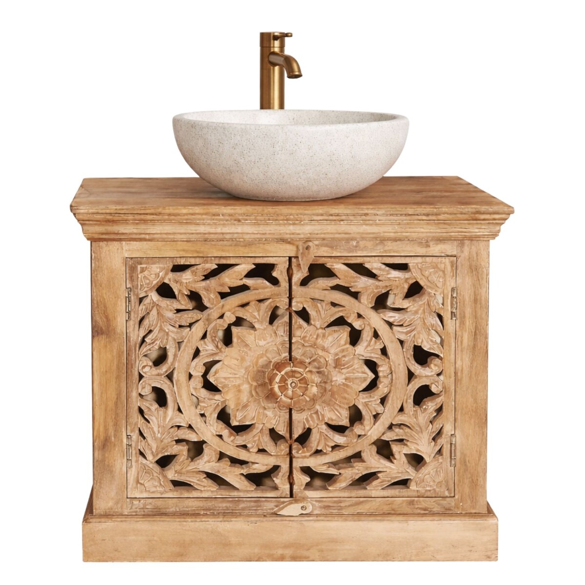 Meuble sous-vasque Kirpal Nature, style oriental, en bois ma