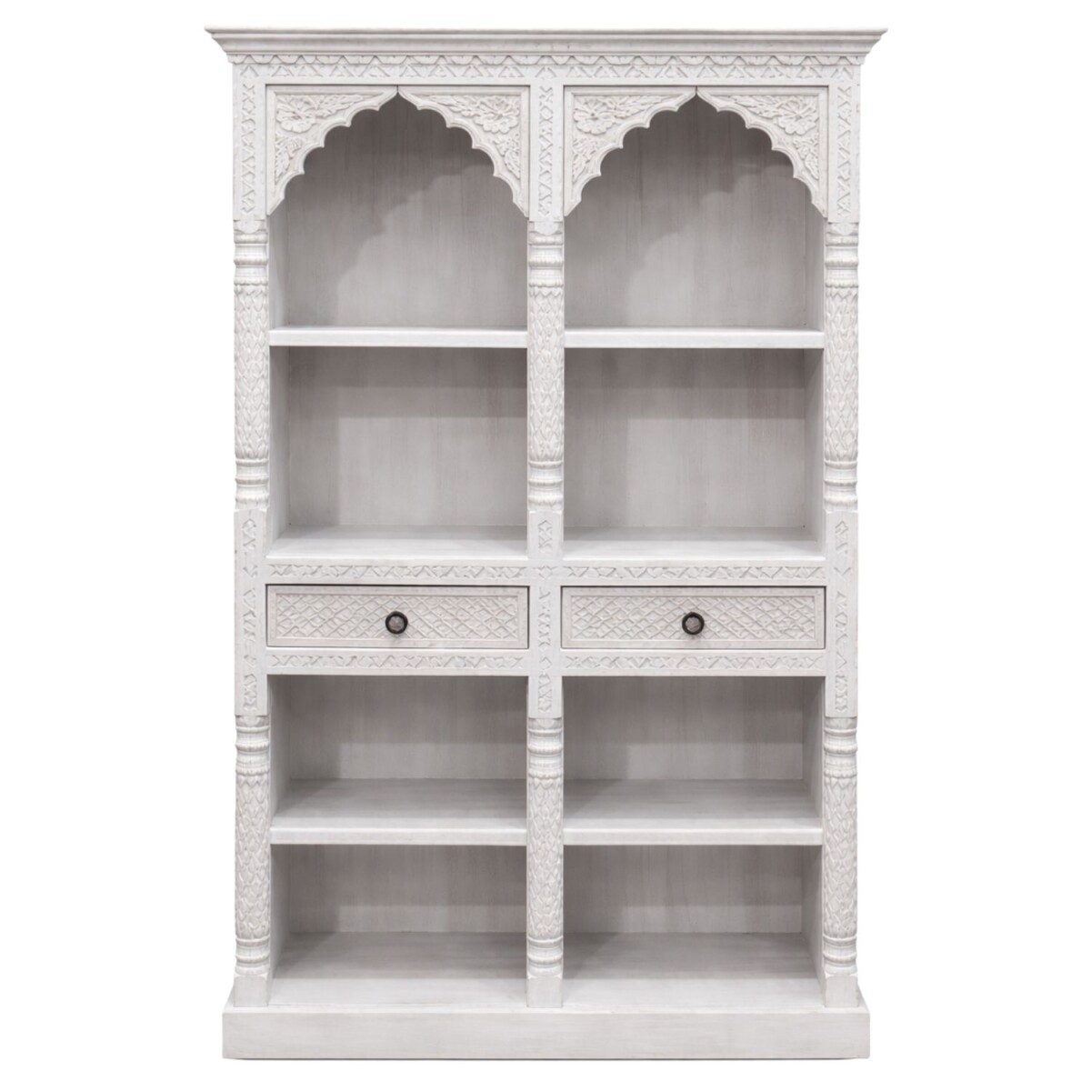 Bibliothèque Rekha blanche 195 cm en bois massif, sty