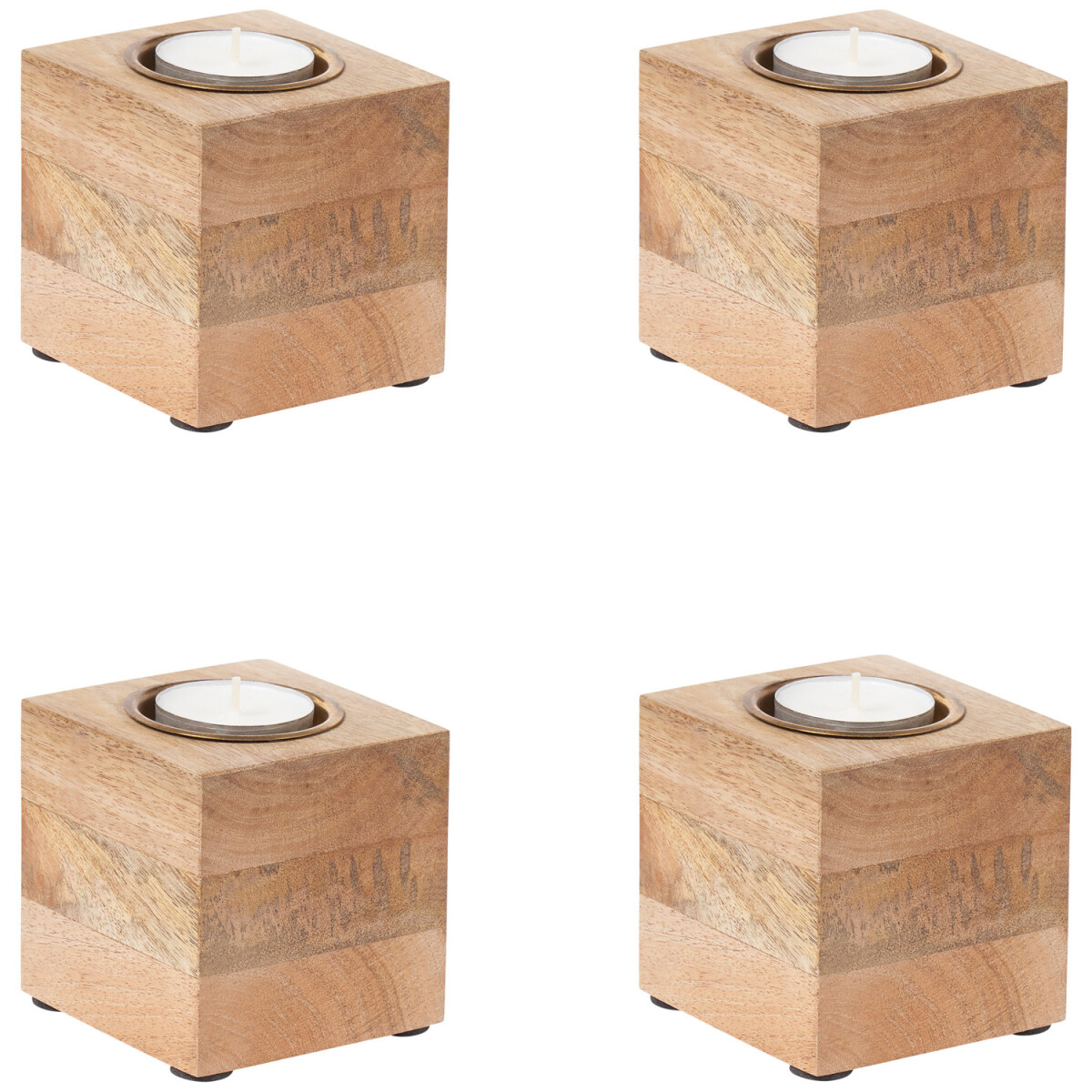 Lot de 4 bougeoirs en bois pour la d&eac box
