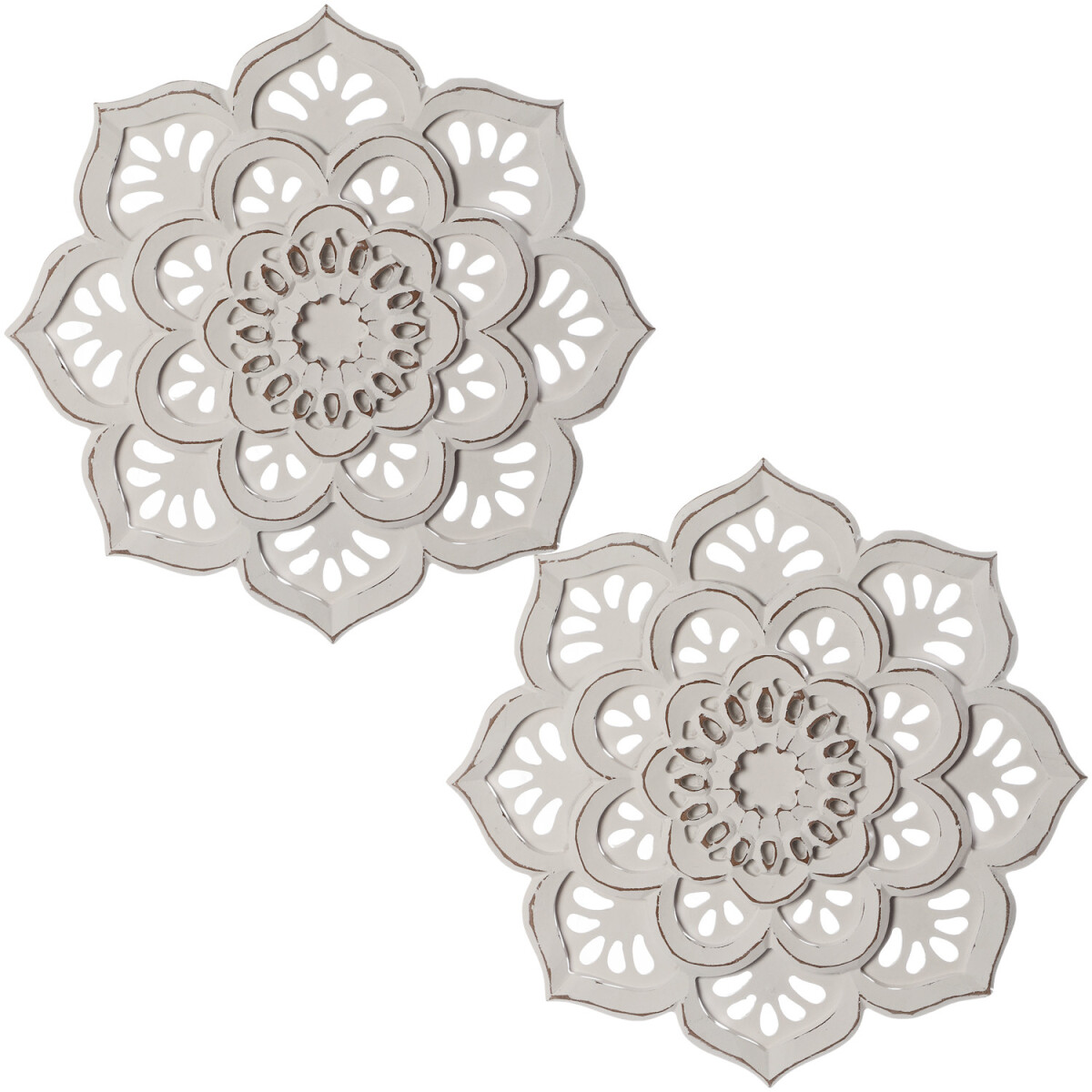 Lot de 2 décorations murales vintage en bois Amila