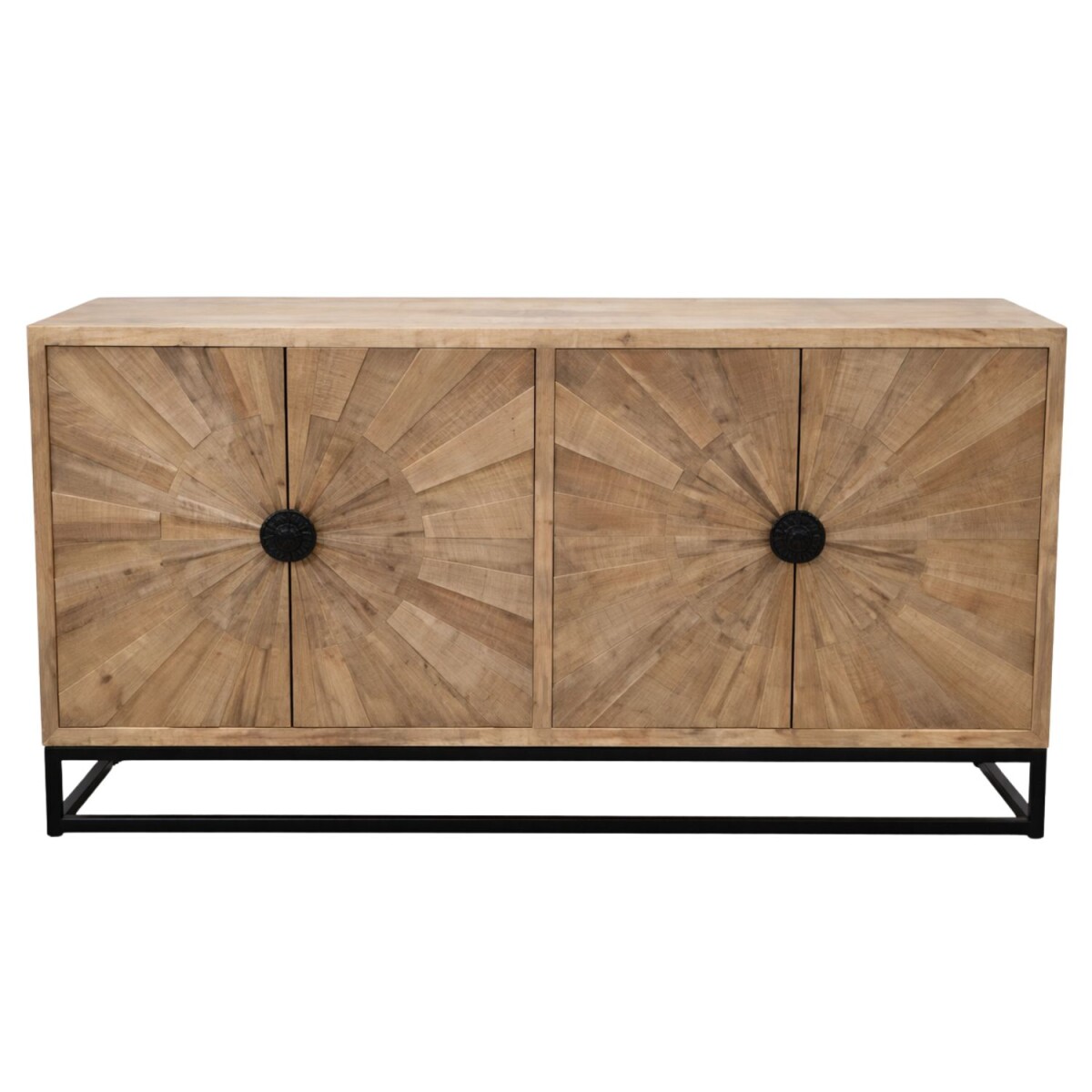 Buffet Hendra naturel 180 cm en bois massif, style industrie