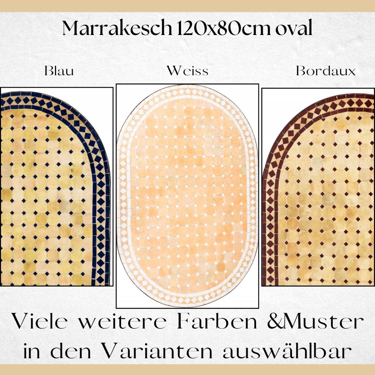 Table en mosaïque marocaine Marrakech 120 x 80 cm | Fab