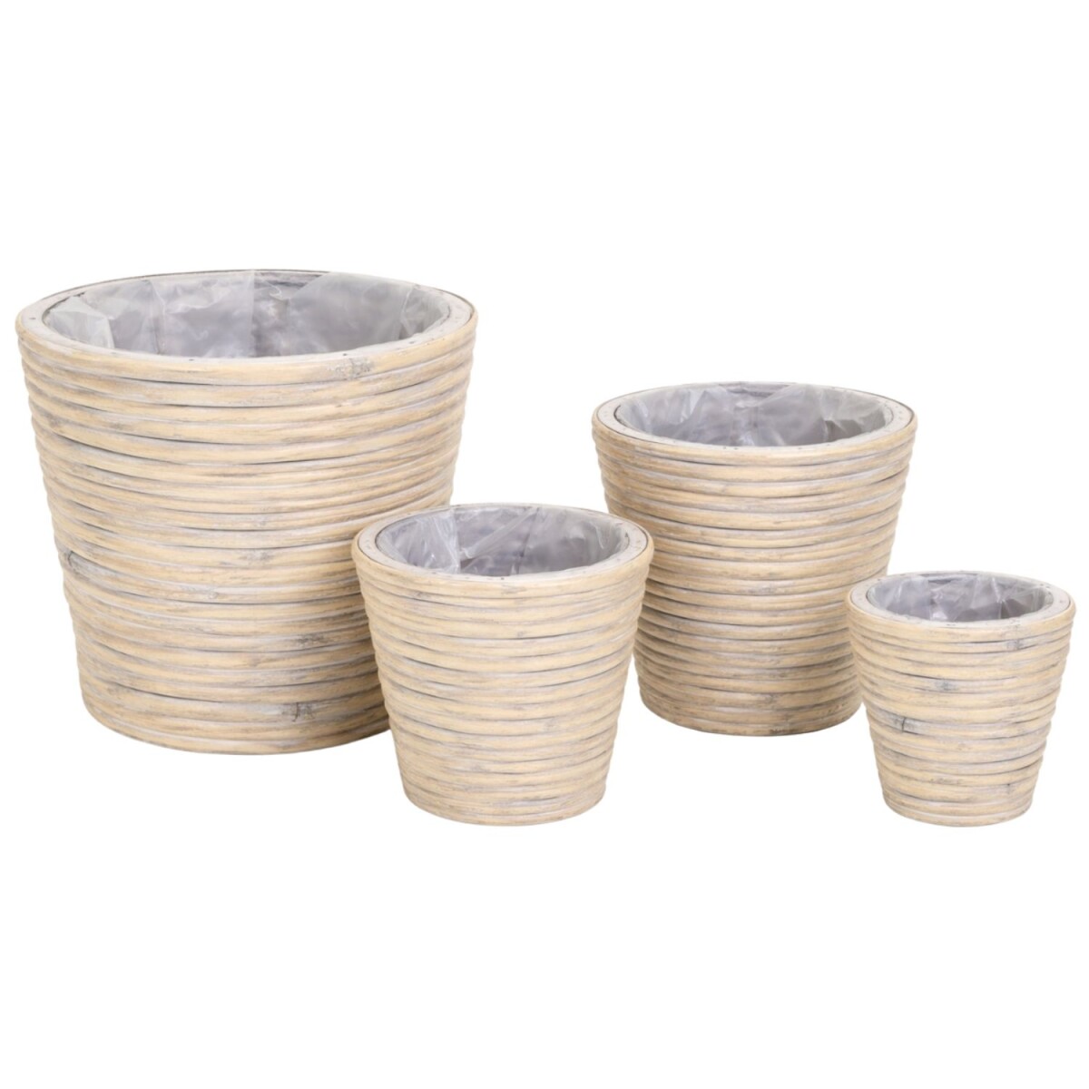 Blumentopf Rattan grau | Pflanzkorb 4er Set 27cm