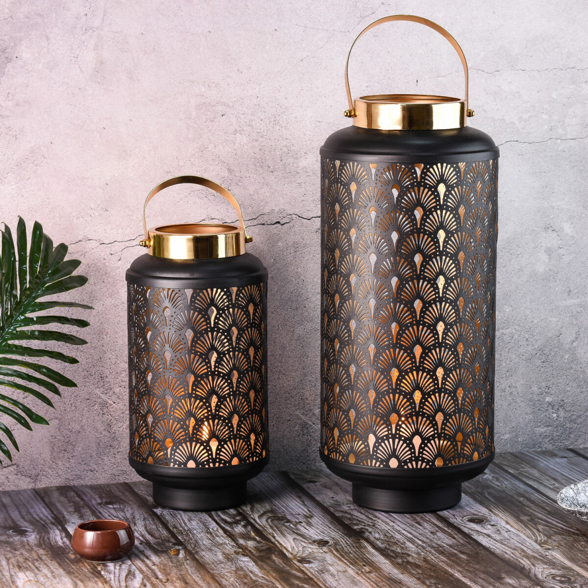 Lot de 2 photophores de jardin, lanternes de jardin,...