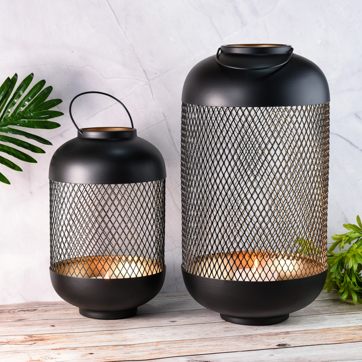 Lot de 2 lanternes de jardin décoratives Asbirg
