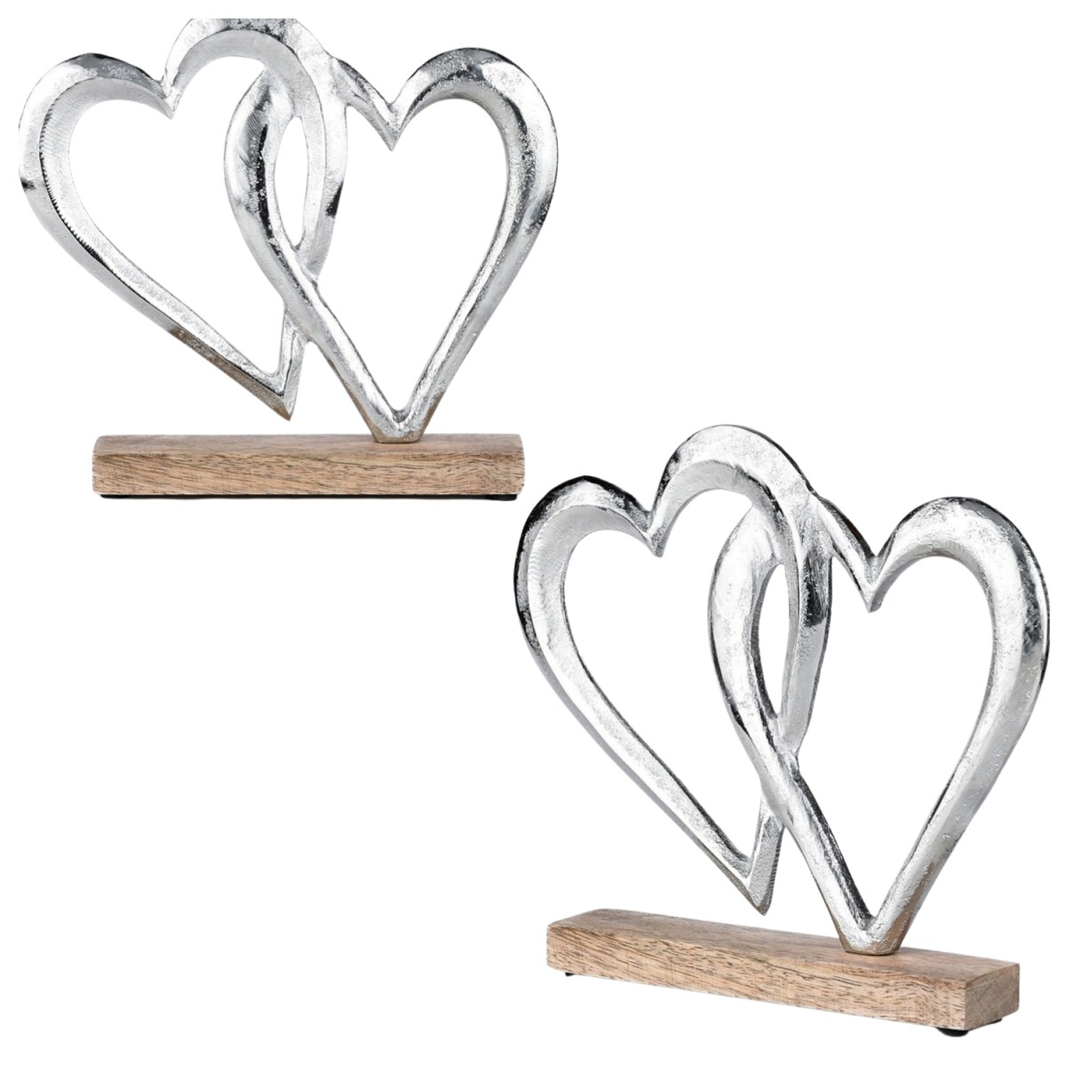 Lot de 2 figurines décoratives en forme de cœur