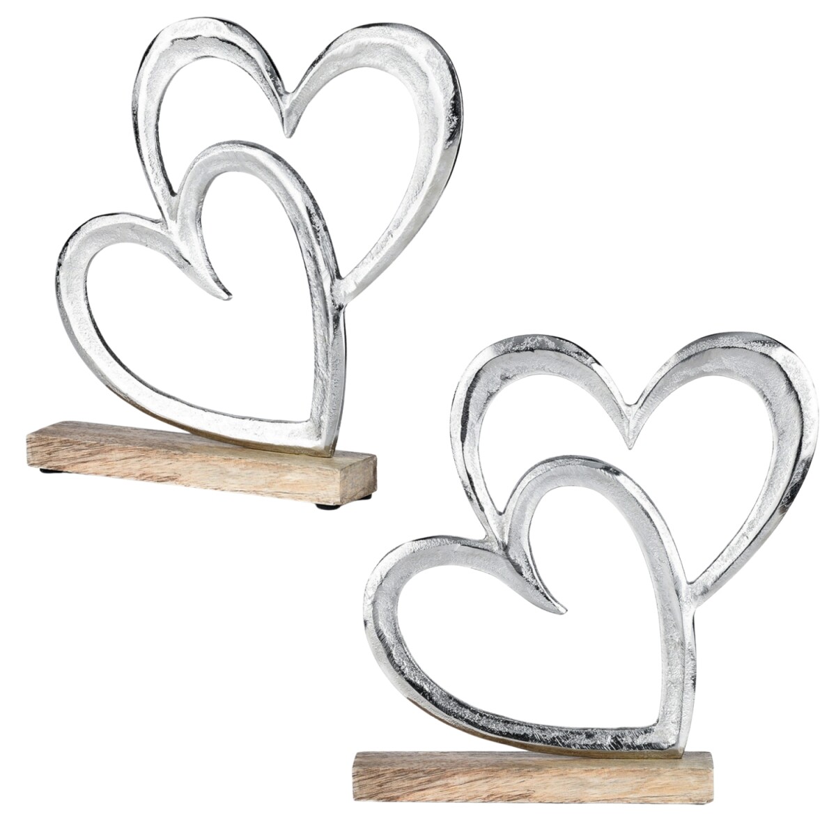 Lot de 2 figurines décoratives en forme de cœur