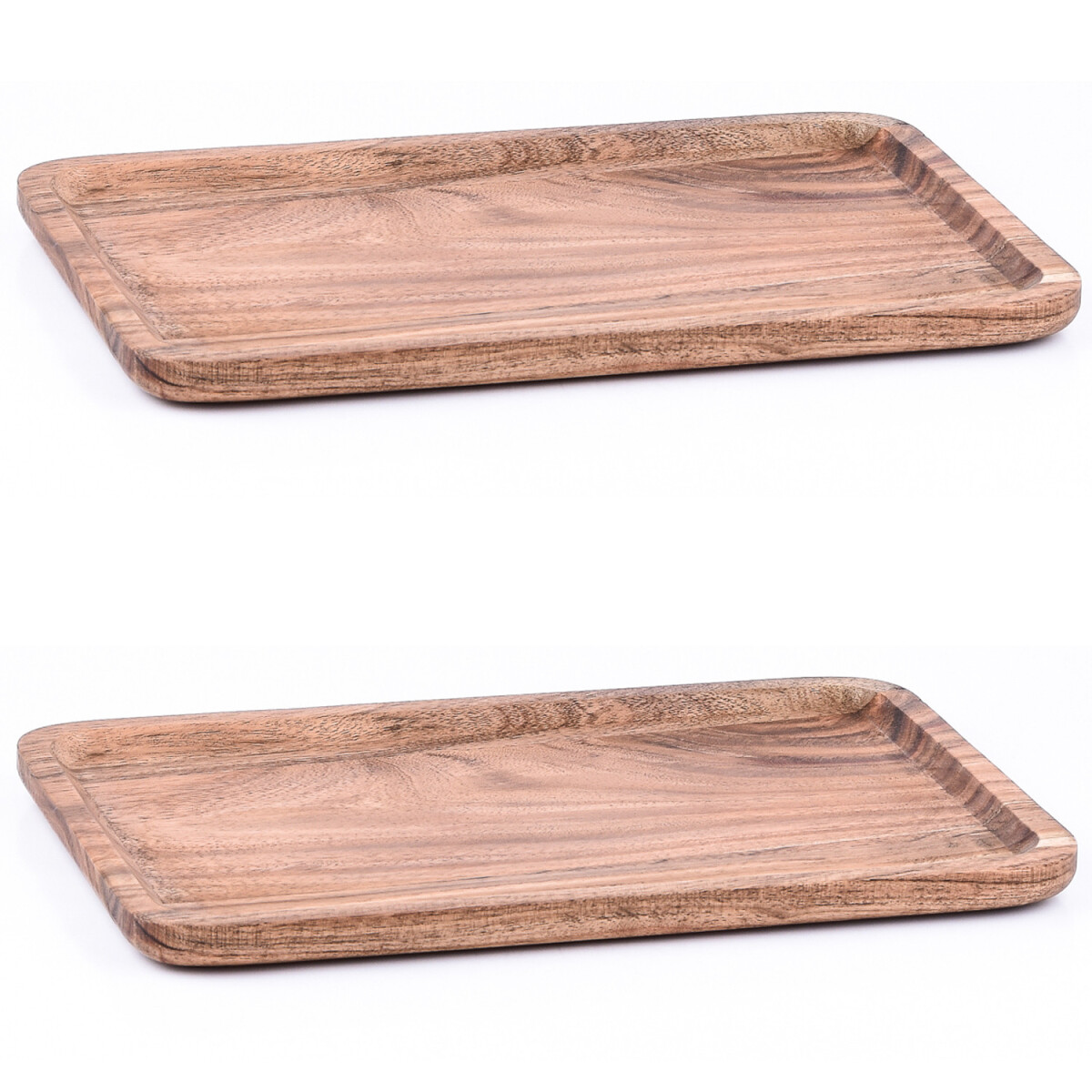 Lot de 2 plateaux de service en bois dacacia Anea, 30 x 20 c