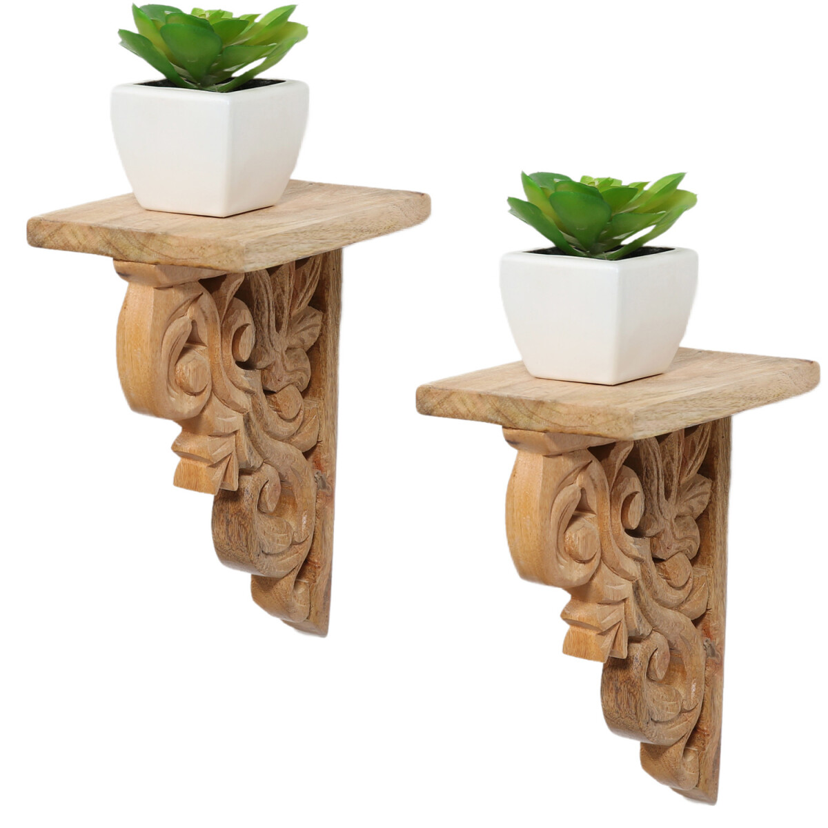 Lot de 2 étagères murales en bois massif darab