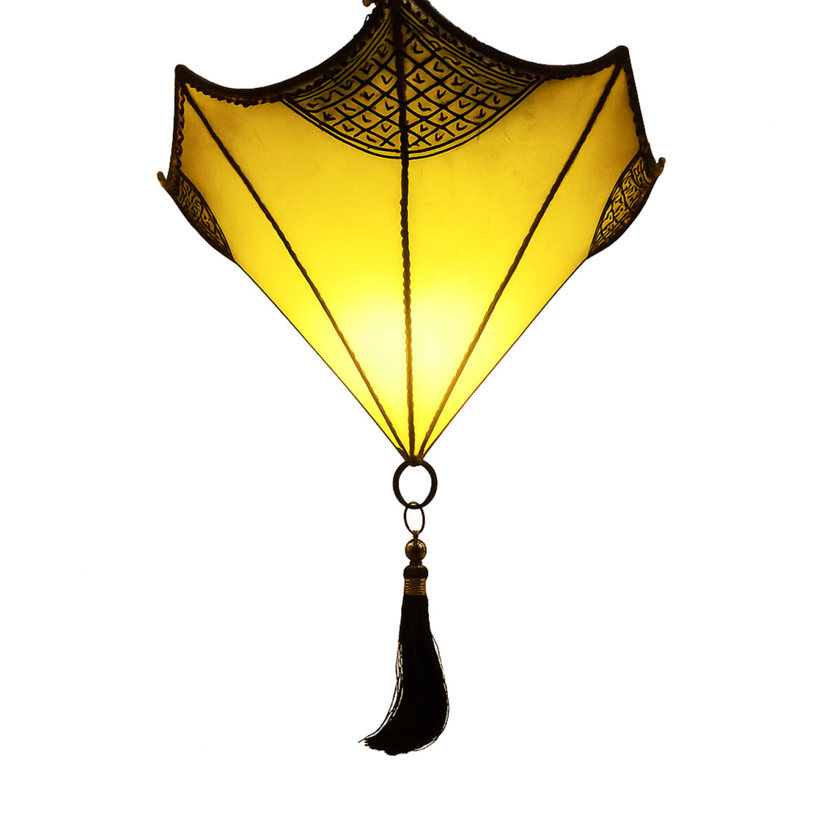 Lampe de plafond Berfu en cuir beige-jau box