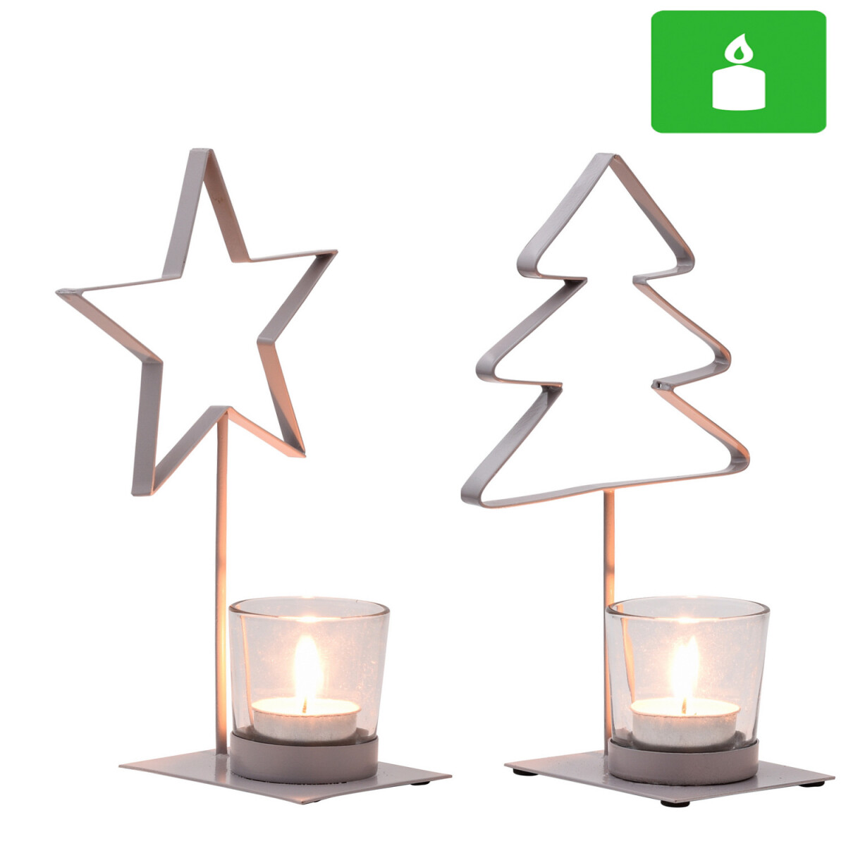 Lot de 2 bougeoirs de Noël Lapi