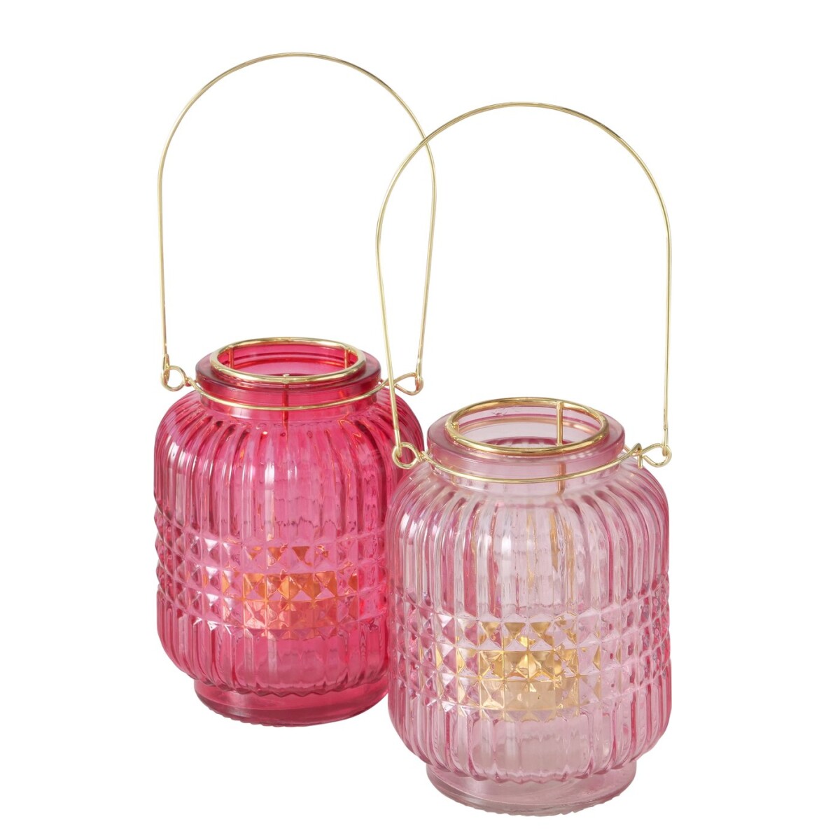 Lot de 2 photophores colorés Sarena Pink