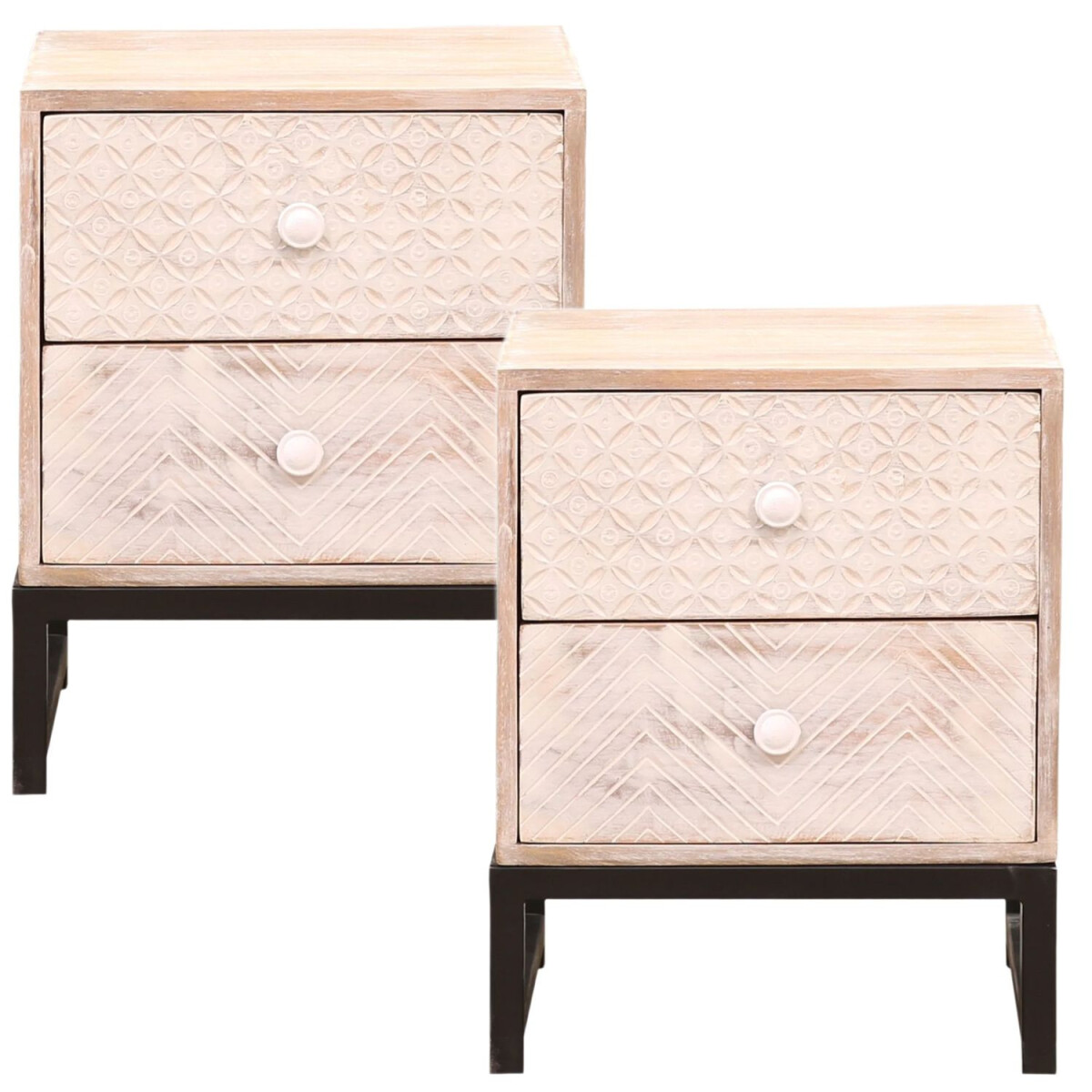 Lot de 2 tables de chevet décoratives de style boh&eg