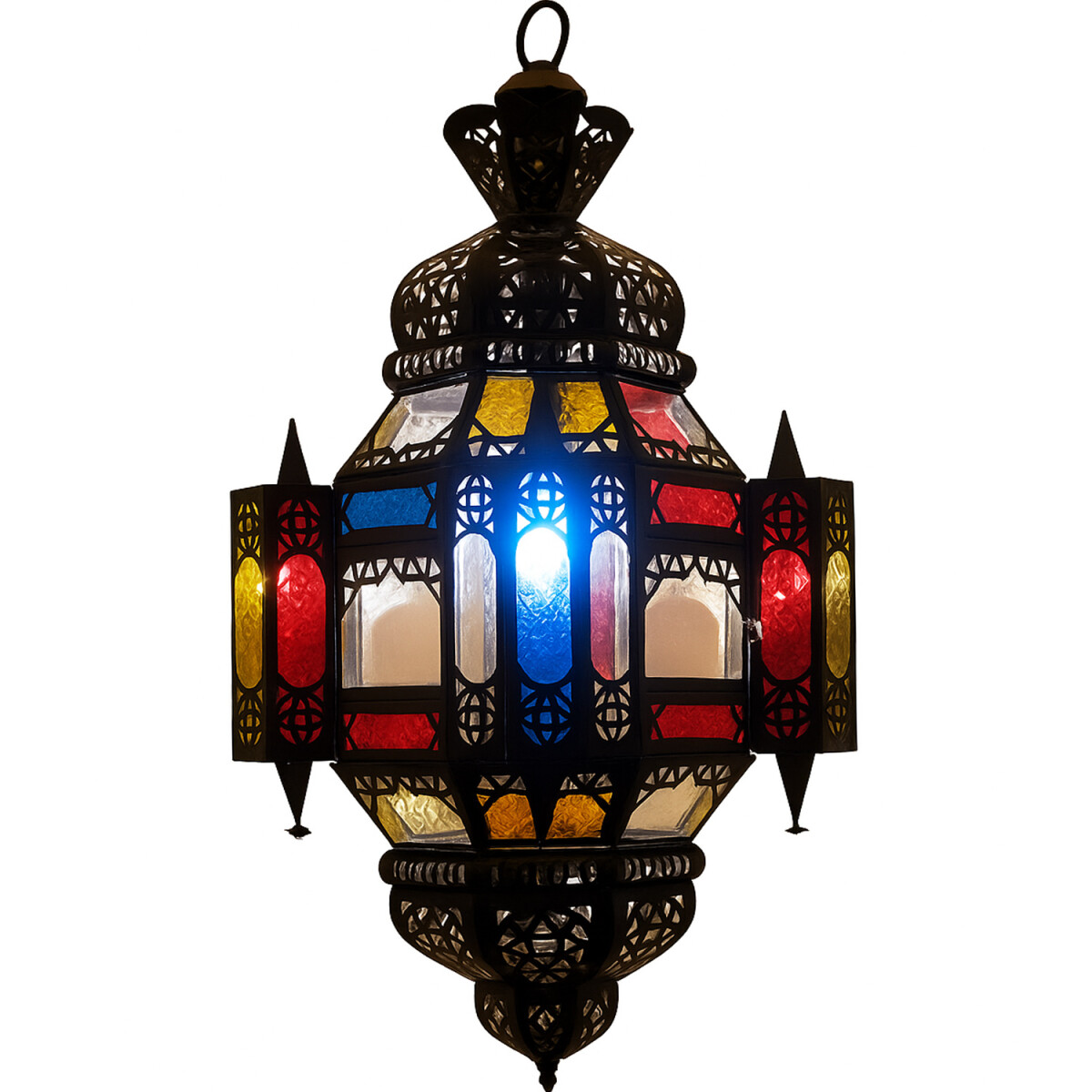Suspension Falak en vitrail 60 cm | Lampe orientale en m&eac