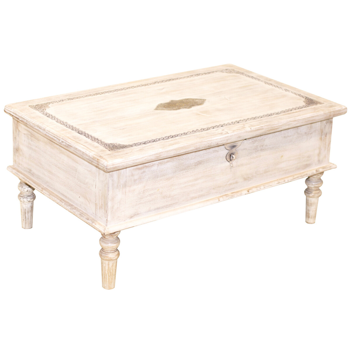 Table orientale de style coffre Abanoub - 100 cm