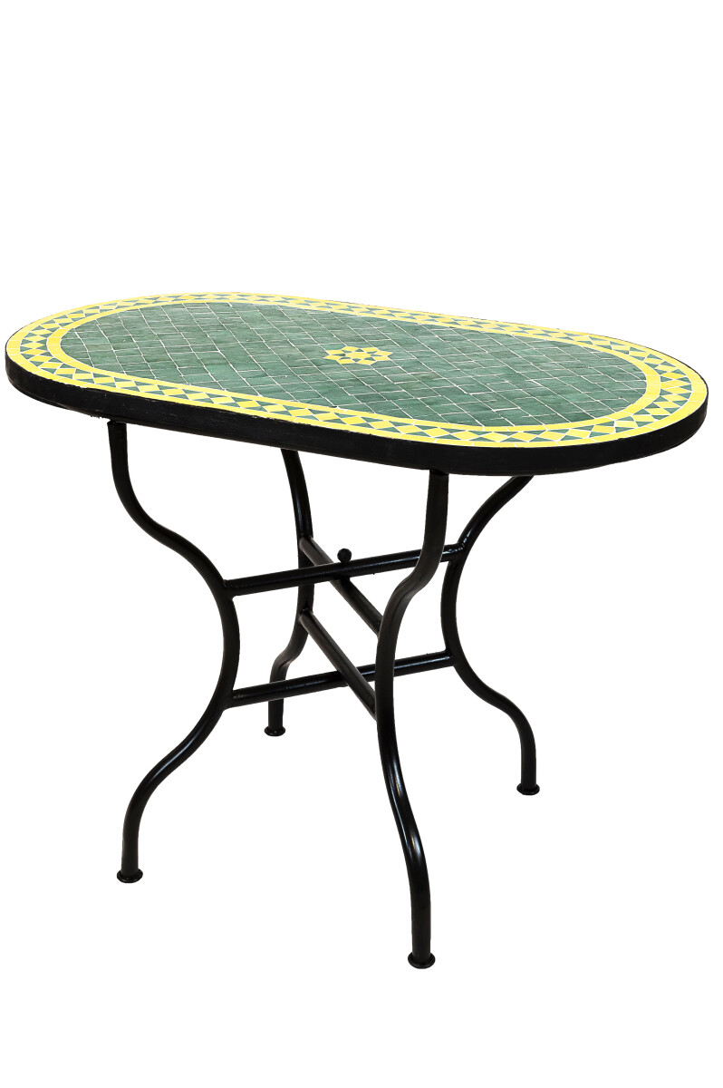 Table en mosaïque marocaine Bilbao Vert Jaune 100 x 60 
