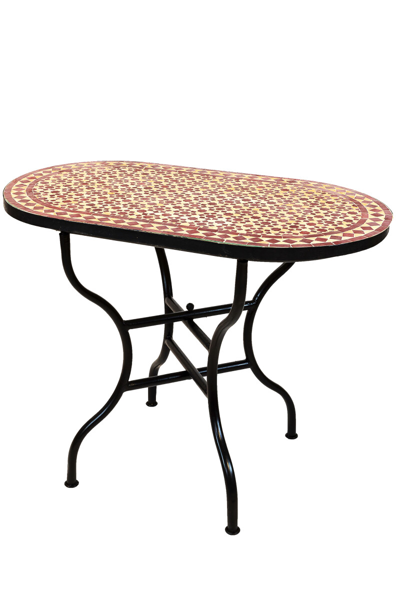 Table en mosaïque marocaine Albaicin Beige Bordeaux 100
