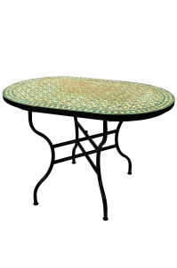 Table en mosaïque marocaine Albaicin beige et vert...