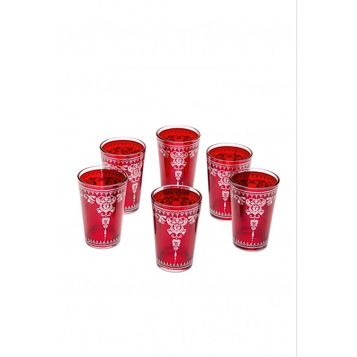 6 verres à thé orientaux Andalous rouges - lot