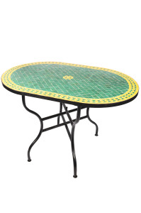 Table en mosaïque marocaine Bilbao Vert Jaune 120 x...