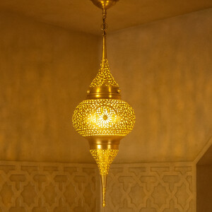 Suspension Hayati Gold 55 cm | Lampe marocaine en laiton