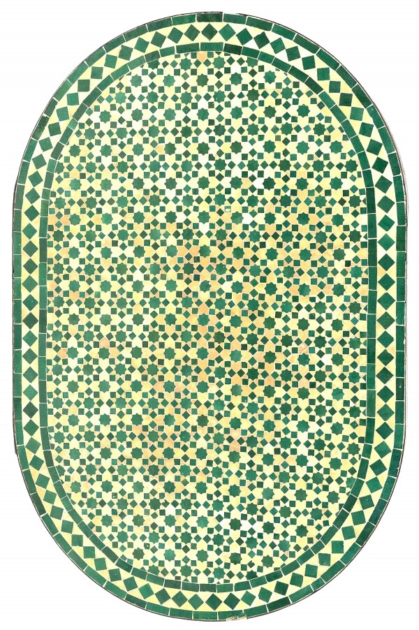 Carreau de mosaïque marocain Albaicin beige/vert, ovale
